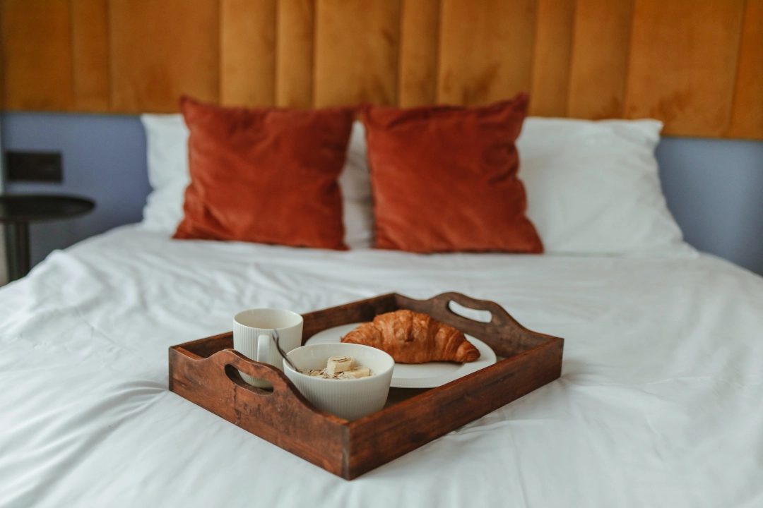 A tray with some food on top of it