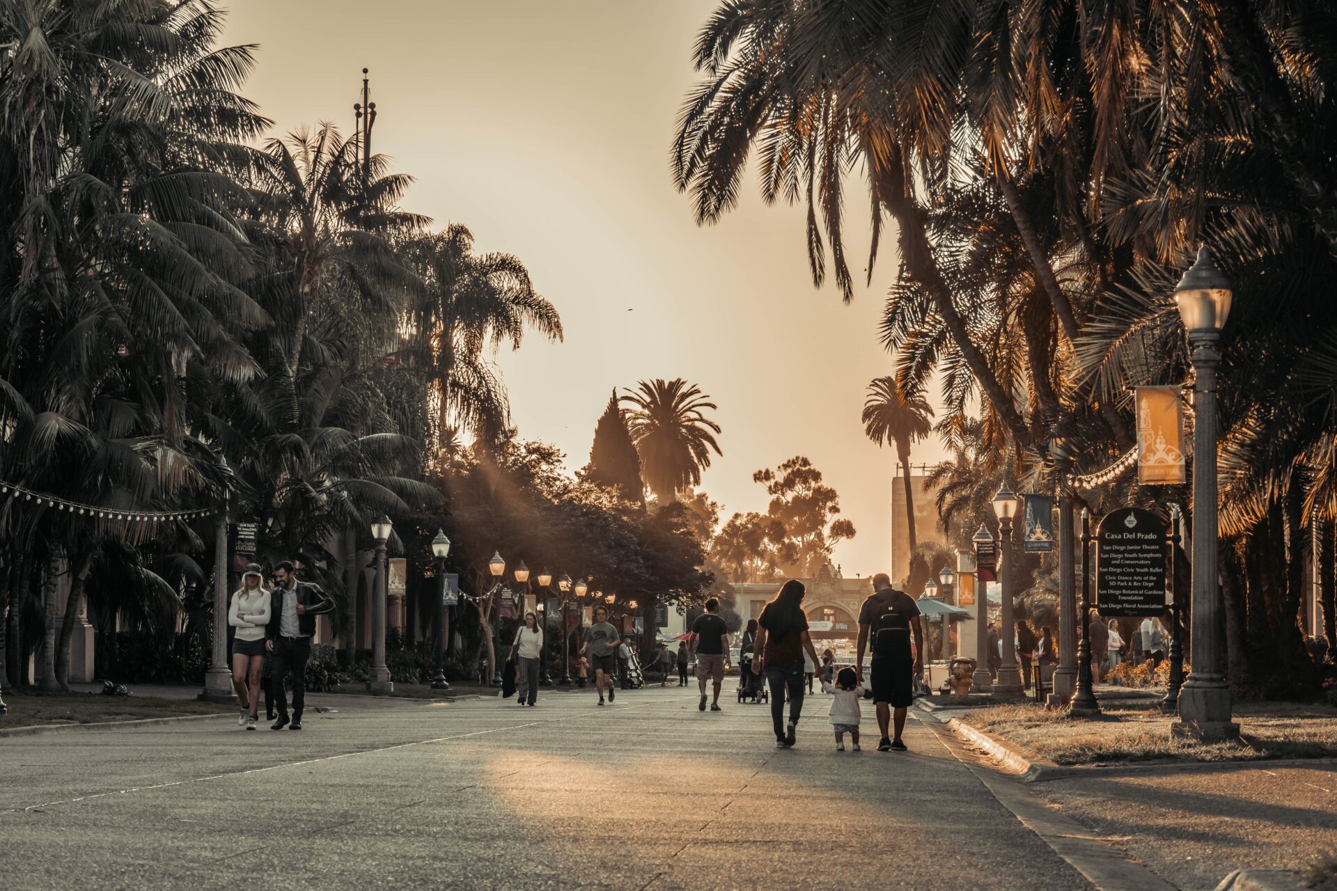 A group of people walking down the street.